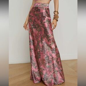 NWT L'AGENCE Pink and Black Maxi Skirt 00